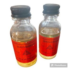 Bainbridge Typewriter Oil - 2 glass bottles - pure,gumless,odorless- Estate Sale